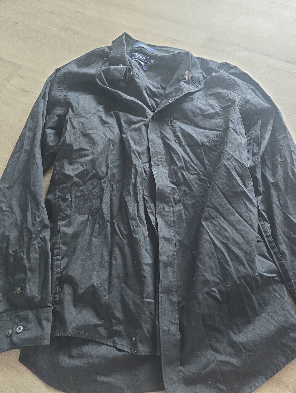 Izod Black Long-Sleeve Button-Down Shirt - Solid Black
